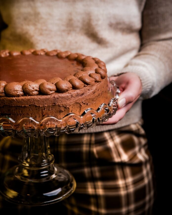 Chocolate Mousse Olive Oil Cake with Beet Caramel by Rachel Walton of Dianoia's Eatery