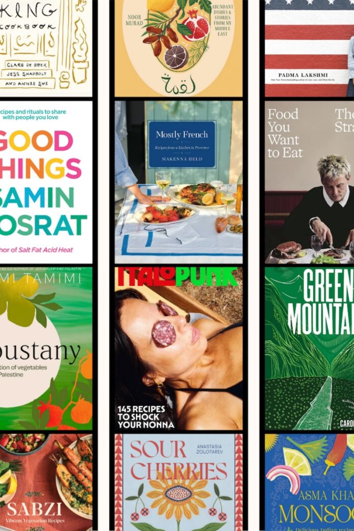 A collage of cookbook covers from 2025 in three rows.