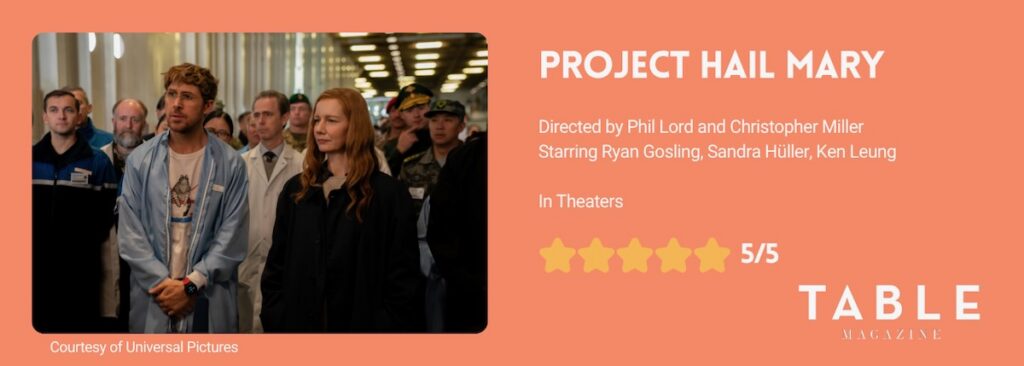 A rating and information graphic for Project Hail Mary with an image of the film beside it. 