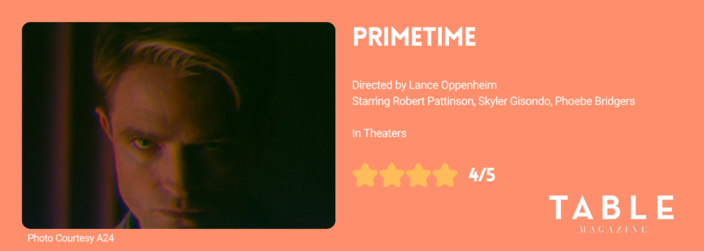 An orange rating card for the movie Primetime giving it 4/5 stars.